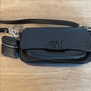 Steve Madden Black Crossbody Bag with Chain and iPod Case